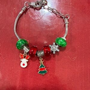 2/$5 Festive Charm Bracelet with Red and Green Beads